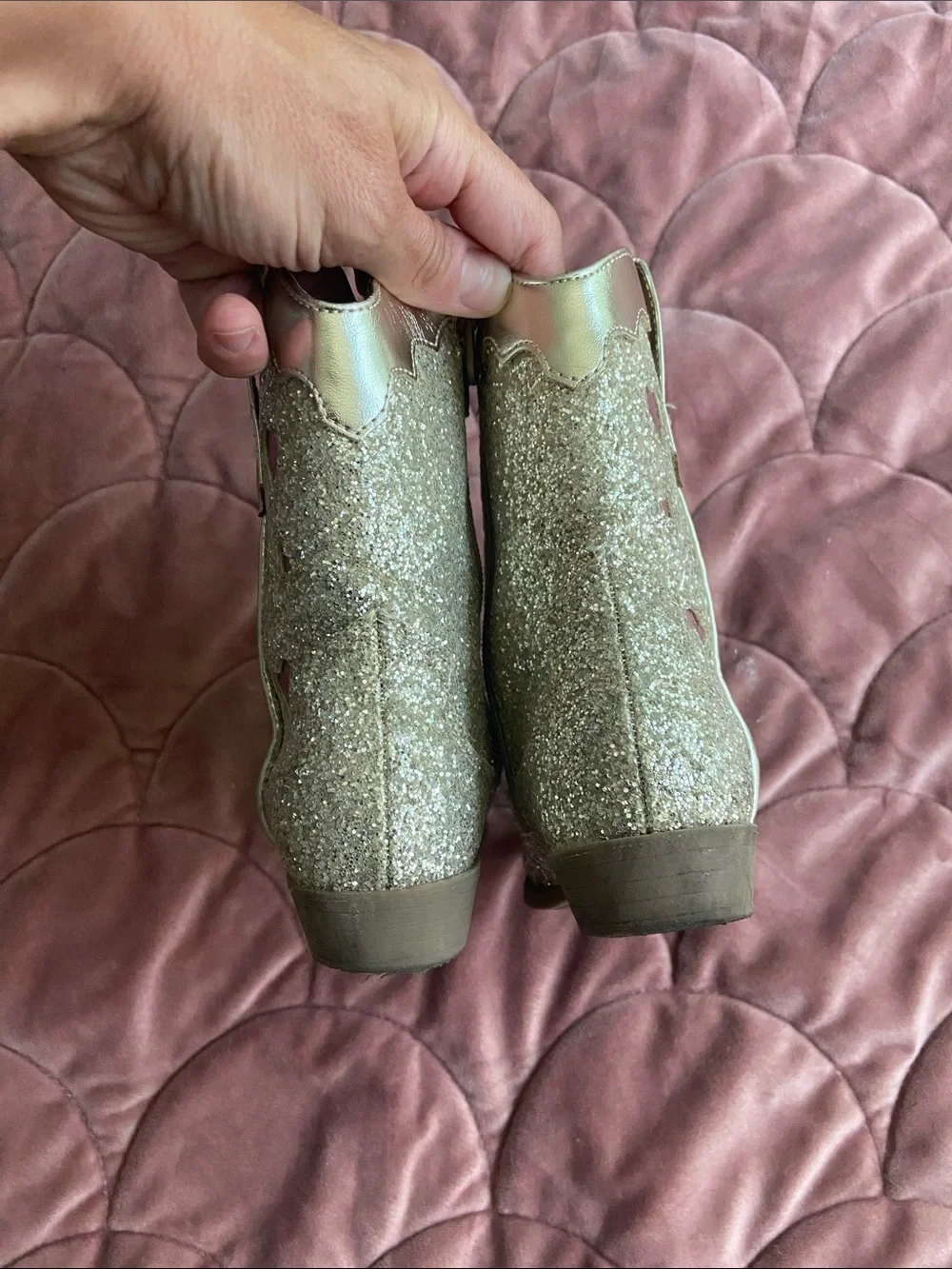 Glitter Heart Girls' Cowboy Boots in Pink